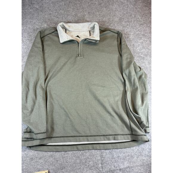 Tommy Bahama Sweatshirt Mens XL Green Quarter Zip Pullover Golf Performance - Picture 1 of 7